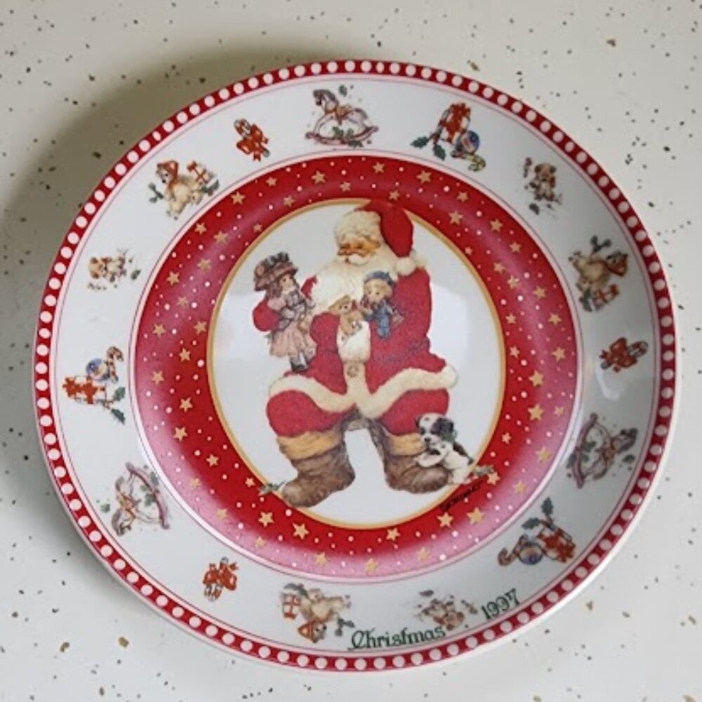 Westwood Giordano Art Collector Plate Santa Claus Christmas Candle Plate